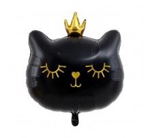 Фольгована кулька (фігура) Китай Голова Кішки чорна з короною 73 см.*62 см.