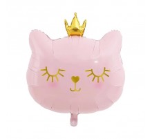 Фольгована кулька (фігура) Китай Голова Кішки рожева з короною 73 см.*62 см.