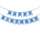 Прапорці Happy Birthday срібні зірки на блакитному  2,5 метра АКЦІЯ