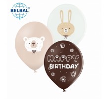 Латексні кульки Belbal Ведмедик, зайка, Happy birthday 30 см 12" (25 шт.)
