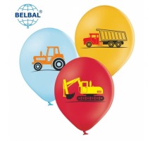 Латексні кульки Belbal Машинки, блакитний, червоний, охра 30 см 12" (25 шт.)