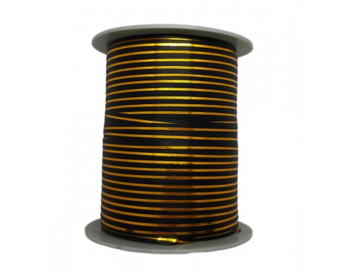 Стрічка-тасьма для куль "Боско" - чорна із золотою смужкою 0,5 см (50 м)