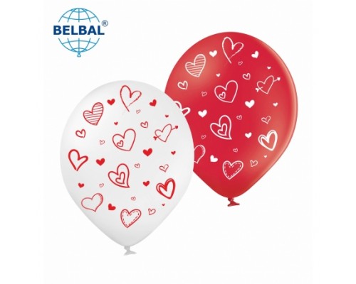 Латексна кулька BelBal Серця мікс 25 шт.