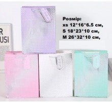 Пакет подарунковий міні "Світлі кольори зі сріблом" Розмір: XS 12*16*6.5 см