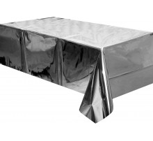 Скатертина одноразова металізованна срібло, розмір 137*183 см