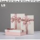 Коробка подарункова картон Бежева, рожевий бант Beautiful day (набор 3 шт.) LS велика меньша