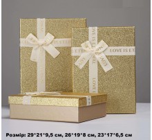 Коробка подарункова картон блискуча золото love (набор 3 шт.) LS велика меньша