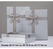 Коробка подарункова картон блискуча срібло love (набор 3 шт.) LS велика меньша