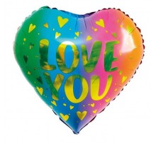 Фольгована кулька коло Китай love you, омбре серце 18"