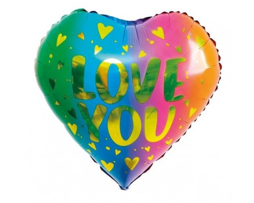 Фольгована кулька коло Китай love you, омбре серце 18"