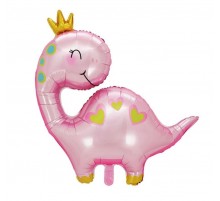 Фольгована кулька (фігура) Китай Динозавр рожевий з короною