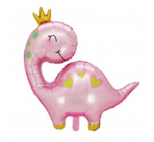Фольгована кулька (фігура) Китай Динозавр рожевий з короною