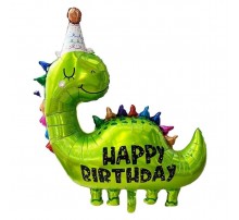 Фольгована кулька (фігура) Китай Динозавр happy birthday салатовий