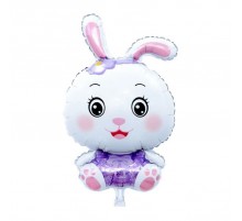 Фольгована кулька (фігура) Китай Кролик з квіткою, фіолетова