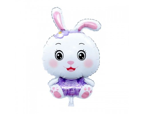 Фольгована кулька (фігура) Китай Кролик з квіткою, фіолетова