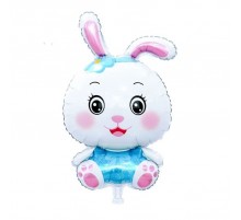 Фольгована кулька (фігура) Китай Кролик з квіткою, блакитна