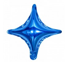 Фольгована куля Китай "Зірка чотирикінцева (міні)" - блакитна 4"