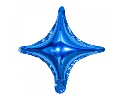 Фольгована куля Китай "Зірка чотирикінцева (міні)" - блакитна 4"