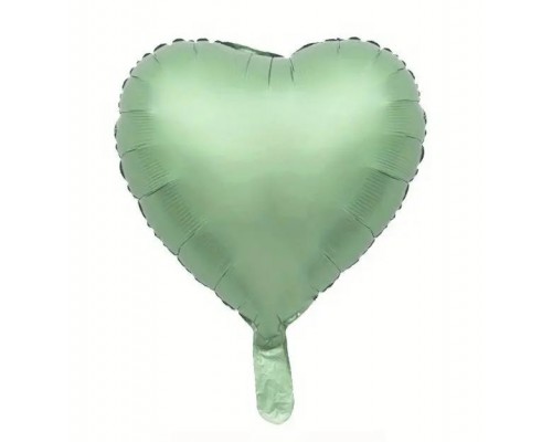 Фольгована куля серце Китай "Зелений кремовий" 18"