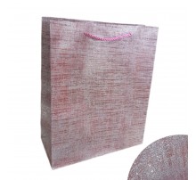 Пакет подарунковий середній "Тканий блиск, рожевий"