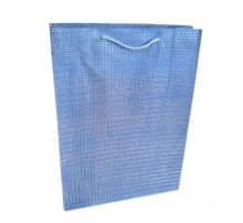 Пакет подарунковий великий  "Однотонний в'язаний блиск, синій"  Розмір:  L 30*41.5*12 см