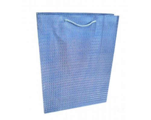 Пакет подарунковий великий  "Однотонний в'язаний блиск, синій"  Розмір:  L 30*41.5*12 см