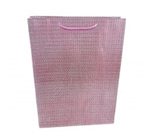 Пакет подарунковий великий  "Однотонний в'язаний блиск, рожевий"  Розмір:  L 30*41.5*12 см