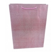 Пакет подарунковий маленький "Однотонний в'язаний блиск, рожевий" Розмір: S 18*23*10 см 