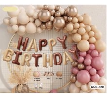  Набір для фотозони Фольгованих та латексних Куль (Китай) "Бежева, happy birthday QQL-520" 