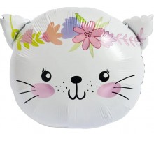 Фольгована кулька (фігура) Китай Голова кота з квітами