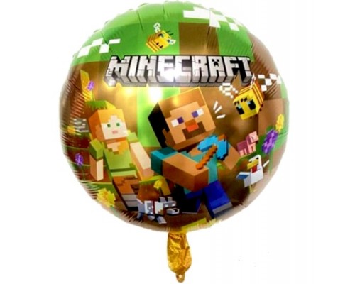 Фольгована кулька Китай КОЛО Майнкрафт Minecraft новий зелено коричневий 18"