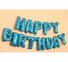 Фольгований напис «Happy Birthday» - синя в зірочку