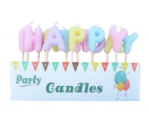 Свічки-літери для торта "Happy birthday" макарун ОКРУГЛІ