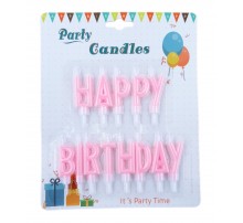 Свічки-літери для торта "Happy birthday" рожевий макарун планшет