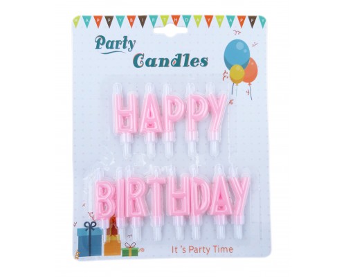 Свічки-літери для торта "Happy birthday" рожевий макарун планшет