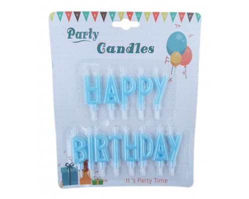 Свічки-літери для торта "Happy birthday" блакитний макарун планшет