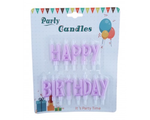 Свічки-літери для торта "Happy birthday" ліловий макарун планшет