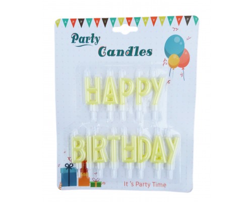 Свічки-літери для торта "Happy birthday" жовтий макарун планшет