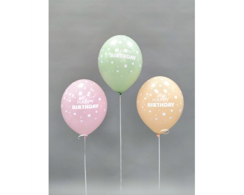 Латексні кульки Belbal "Happy Birthday" горошок, макарун 30 см 12" (25 шт.)