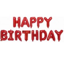 Фольгированная надпись «Happy Birthday набор букв» красный