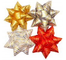 Бант подарунковий середній зірка золота смужка (Мікс) - 12шт.