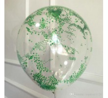 Латексна кулька 30 см. із зеленими пінопластовими кульками