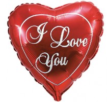 Фольгована кулька (серце) Flexmetal I love you біла каліграфія на червоному серці 18"