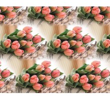 Пакувальний папір (5 листів) "Ніжно рожеві тюльпани на бежевому" (70*100 см)