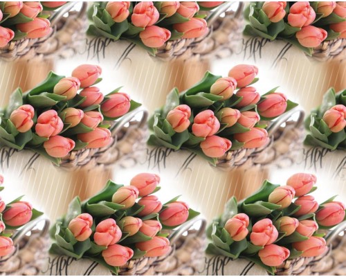 Пакувальний папір (5 листів) "Ніжно рожеві тюльпани на бежевому" (70*100 см)