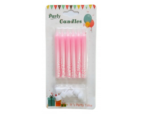 Свічки в торт олівець мармур рожевий (6 шт.) ☆