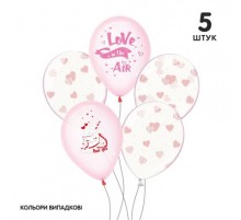 Набір повітряних кульок Sharoff "Love is in the air рожеві серця" 5 шт.
