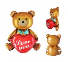 Фольгована кулька (фігура) Китай Ведмедик з серцем коричневий love you 45 см