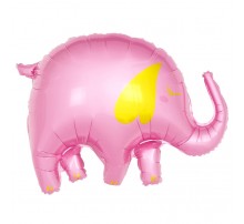 Фольгована кулька (фігура) Китай Слон рожевий з золотими вухами