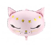 Фольгована кулька (фігура) Китай Голова Кішки рожева 35 см.*48 см.